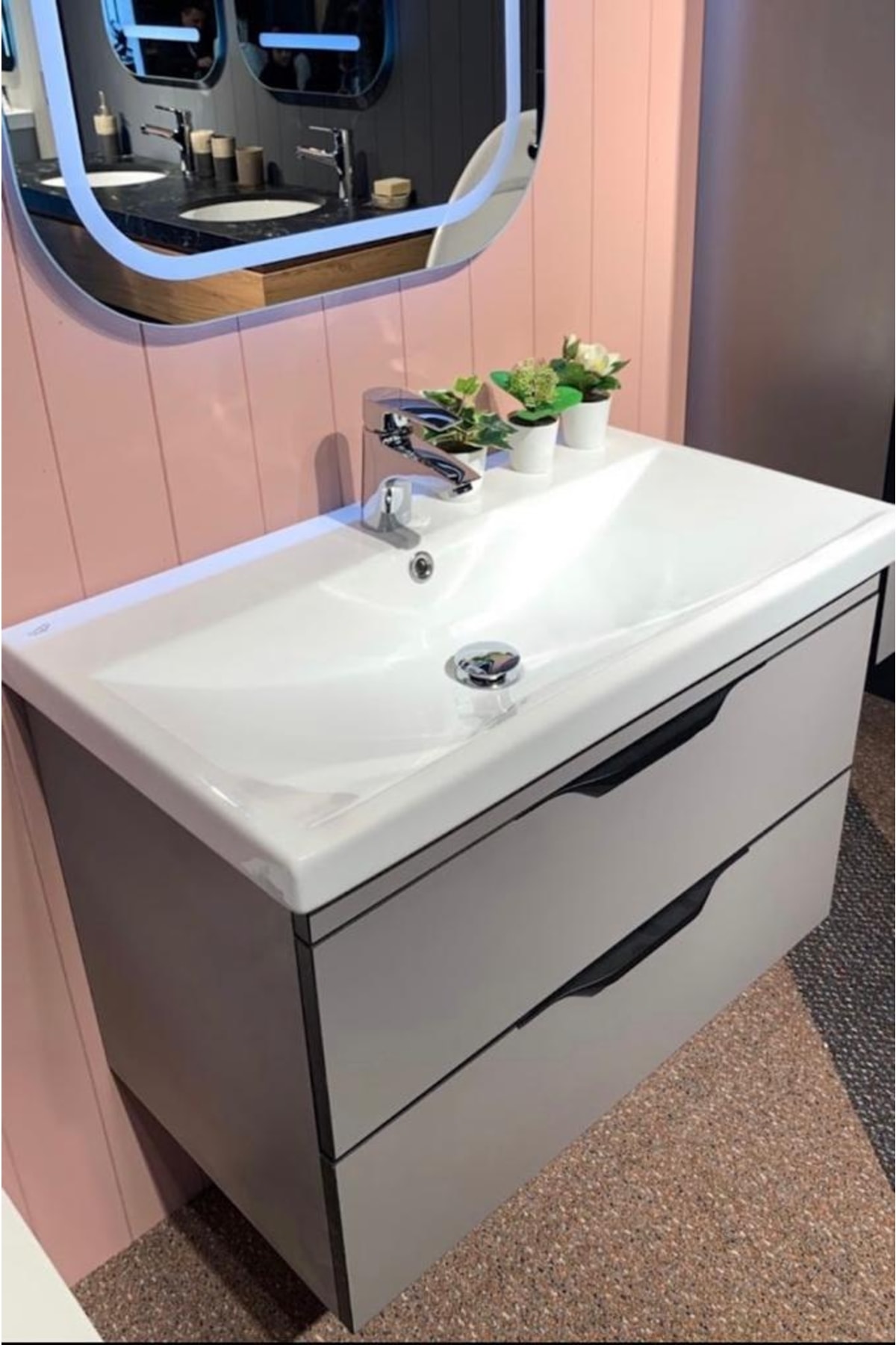 TURKUAZ Dolap Uyumlu Etajerli Lavabo, Elite, 90 Cm