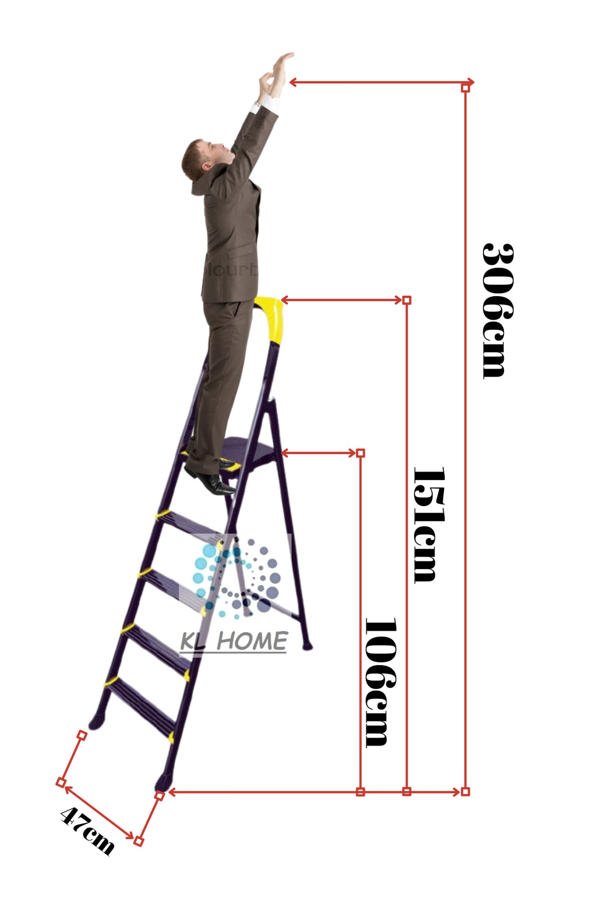 KL HOME 4+1 Basamak Superstep Güçlü Merdiven 150kg Taşıma Kapasiteli